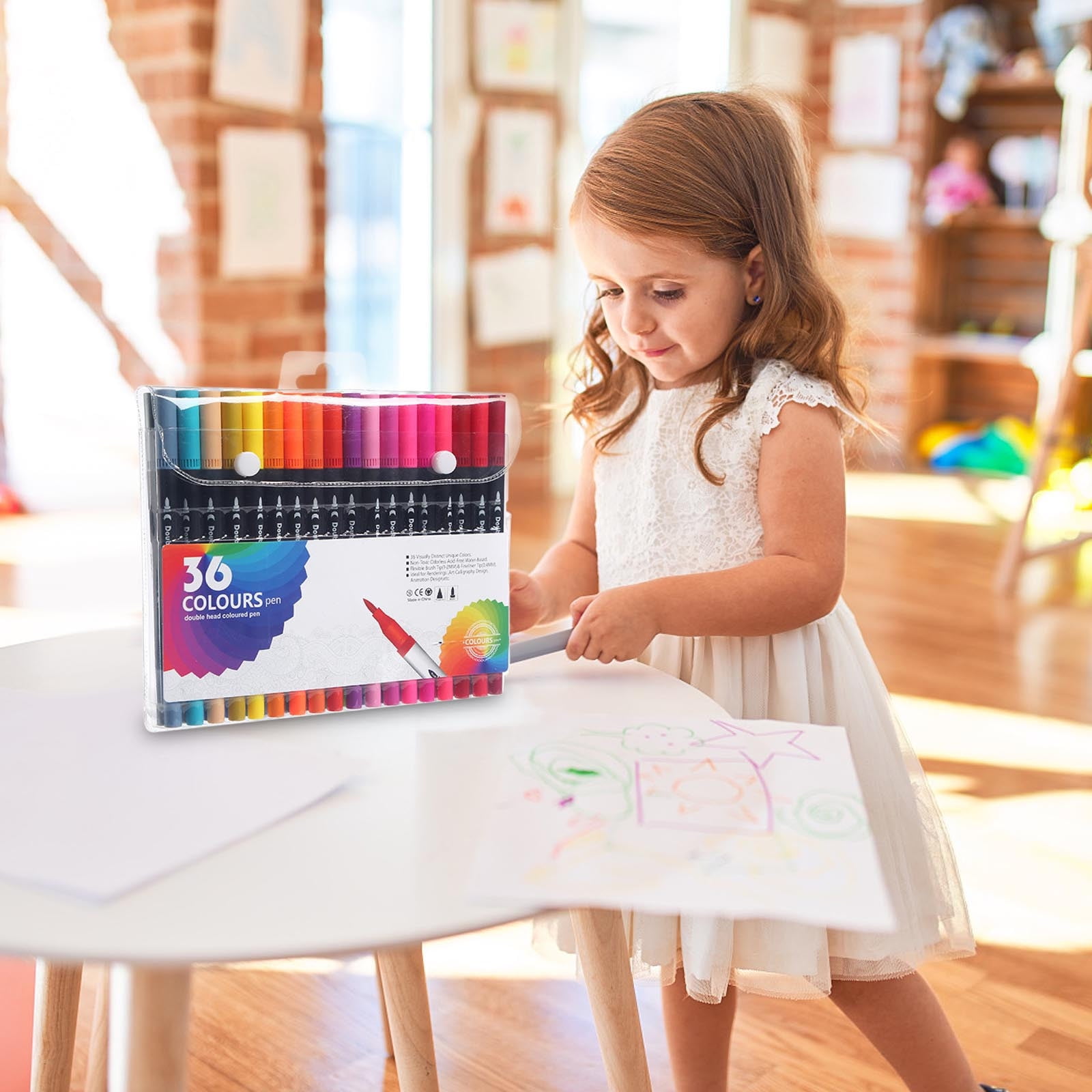 Dry Erase Markers, Double Line Pen Color Hand Account Pen Dream Metal Pen Hand-painted 24 Color Highlighter Marker Pen 2ml, Back to College