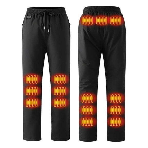 Kakii Men's Electric Heating Pants,15-Zone Battery Heated Trousers with Adjustable Waist, 3-Mode Warm Fleece-Lined Winter Pants