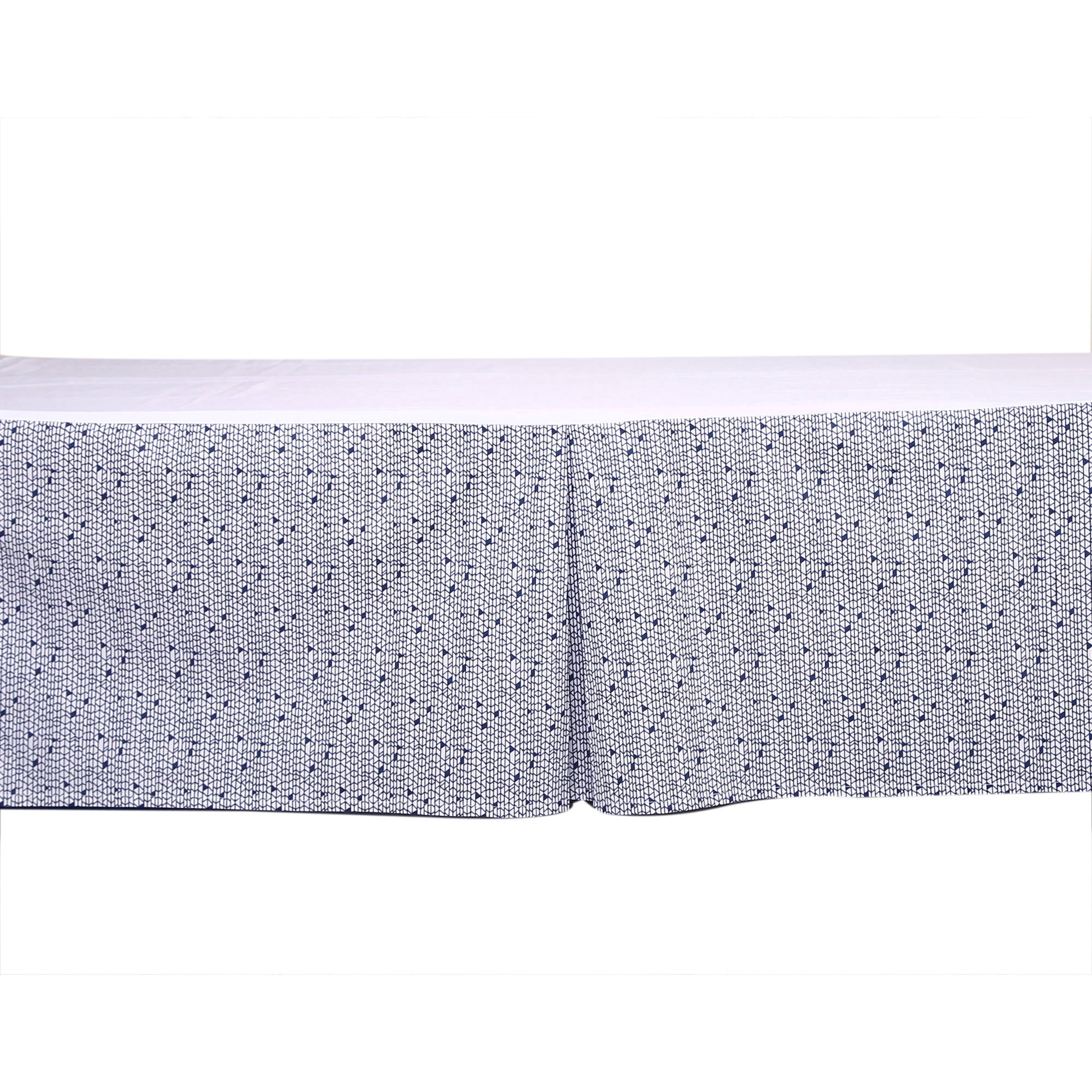 Bacati - Tribal Grid Navy Tailored with 100% Cotton Percale 13 inch drop Crib/Toddler Bed Skirt