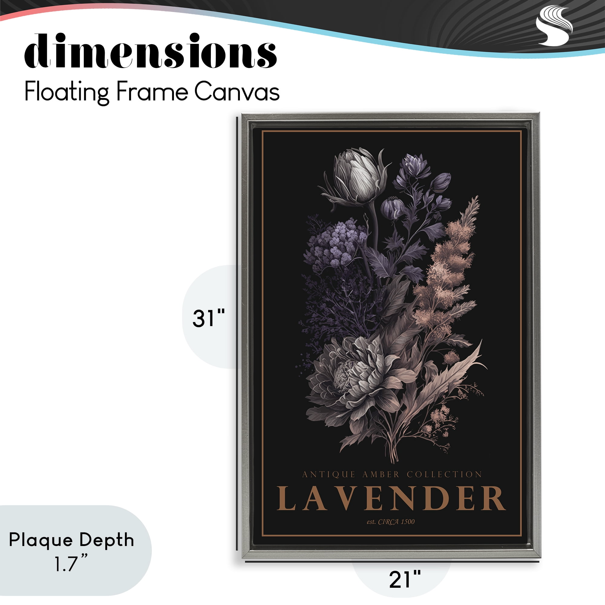 Stupell Industries Antique Lavender Light Gray Framed Floater Canvas Wall Art, design by Chris Giampietro