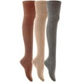 thumbnail image 4 of Meso Women's 3 Pairs Over Knee High Thigh High Cotton Socks JMYP1025-2 Size 6-9(Random Color), 4 of 4