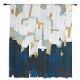 thumbnail image 2 of Blue White Semi Sheer Curtains Drapes for Living Room, Bedroom, French Doors Window 72 Inches Long, Gold Graffiti Painting Art Retro Country Rod Pocket Chiffon Curtain Drapery Voile Draperies Panel, 2 of 6