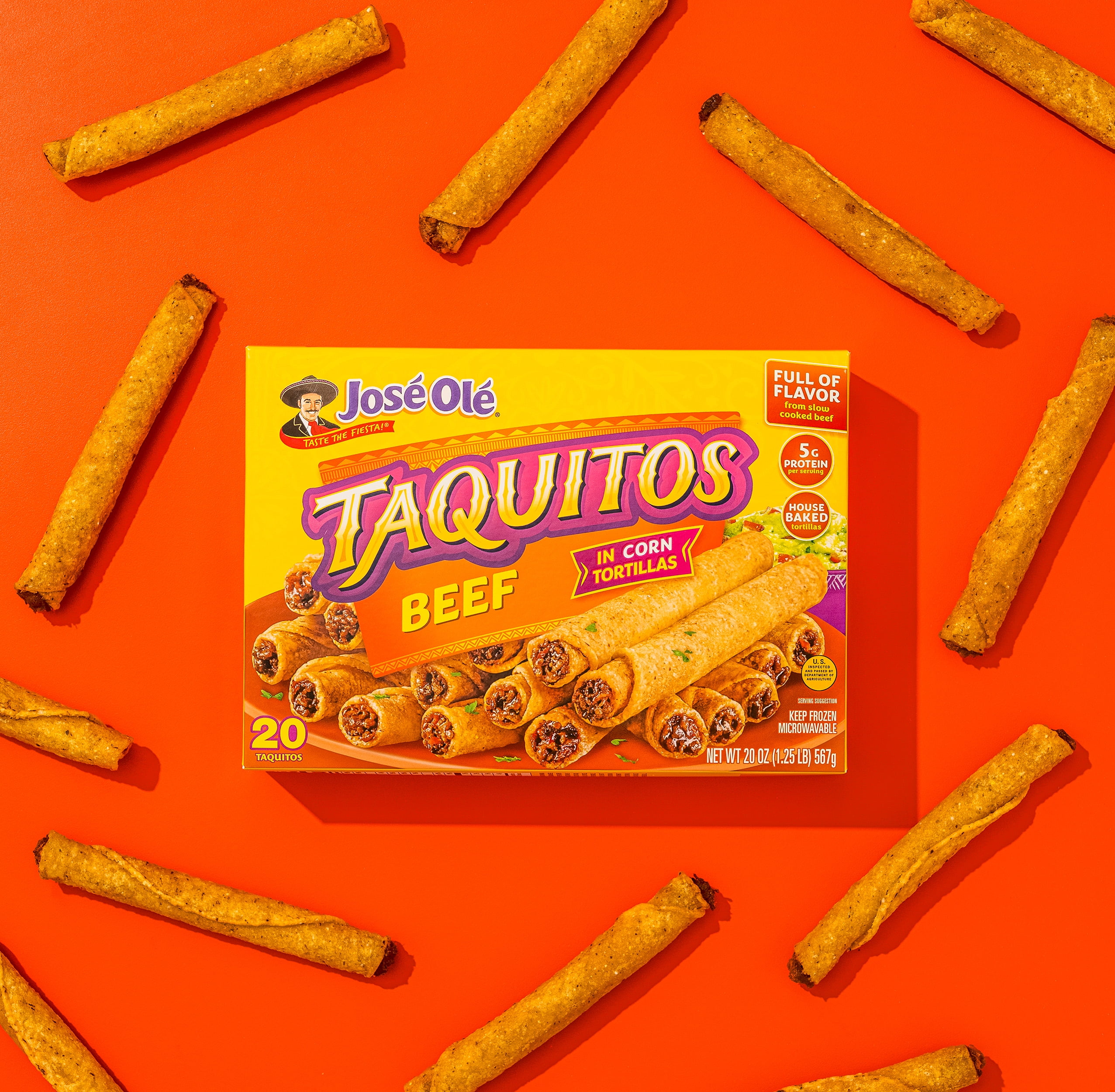 Jose Ole Beef Corn Taquitos, Frozen Mexican Food, 20 oz, 20 Count