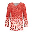 thumbnail image 5 of Summer Savings Clearance 2024! TAGOLD Womens Tops, Women's Fashion Printed Loose T-shirt Long Sleeves Blouse V-Neck Casual Tops, 5 of 5