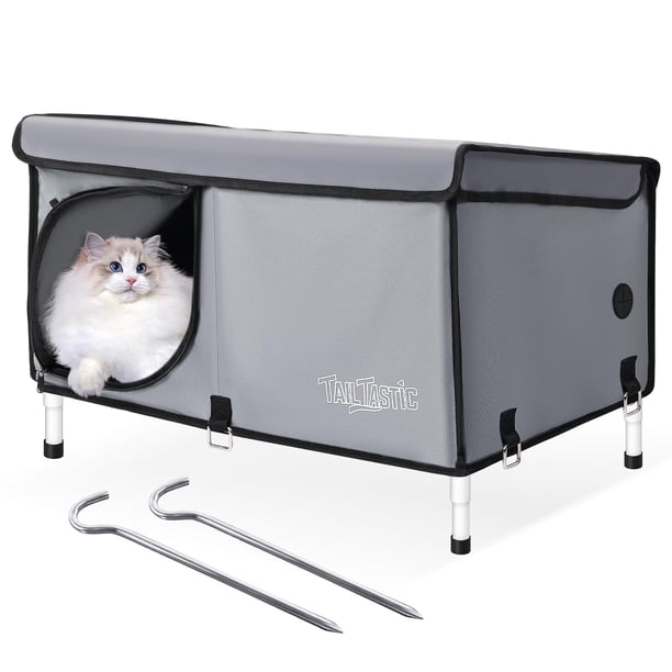 Caseta para gatos al aire libre TailTastic Elevated con aislamiento impermeable