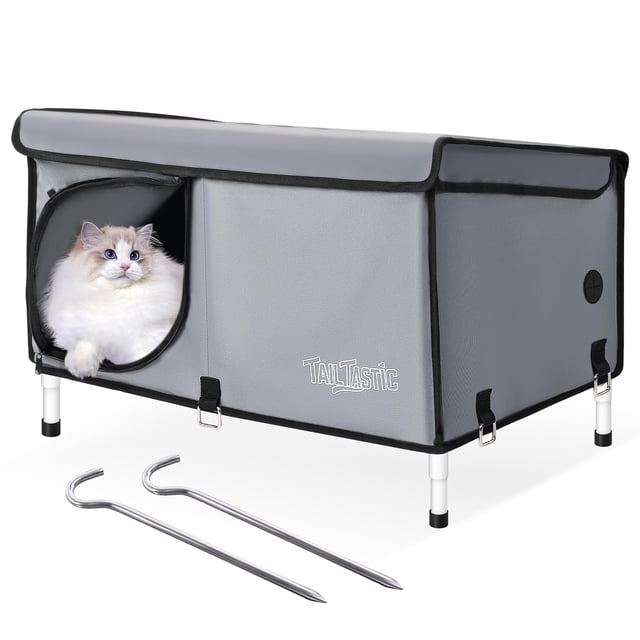 Caseta para gatos al aire libre TailTastic Elevated con aislamiento impermeable