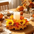 thumbnail image 5 of Aurorax Fall Candle Holders,Fall Candle Ring Wreath with Maple Leaves Sunflower Rustic Thanksgiving Harvest Decor Table Centerpiece Yellow, 5 of 9