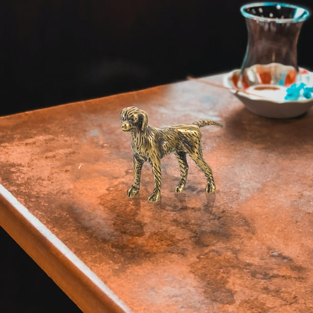 Moluckfu Vintage De Perro En Latón Dorado Única Para Oficina Y Hogar