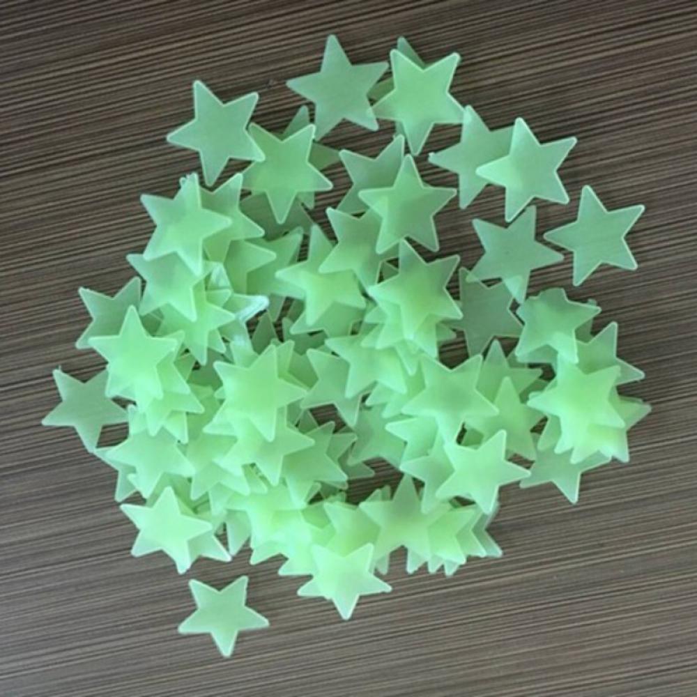 100Pcs Luminous Stars Glow in the Dark Fluorescent Noctilucent Plastic Wall Stic