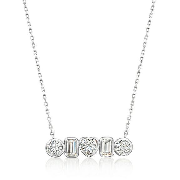Ross-Simons 1.80 ct. t.w. Multi-Shaped CZ Necklace in Sterling Silver, Women's, Adult