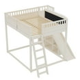 thumbnail image 6 of Bellemave Queen Size Loft Bed with Slide, Queen Loft Bed with Storage Shelves & Ladder, Wooden Loft Bed Queen with Upholstered Headboard & Chalkboard for Teens, Beige, 6 of 9