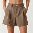 thumbnail image 2 of Hurxie Bermuda Shorts for Women Summer Dressy Casual Elastic High Waisted Wide Leg Knee Length Shorts with Pockets Khaki,2XL, 2 of 5