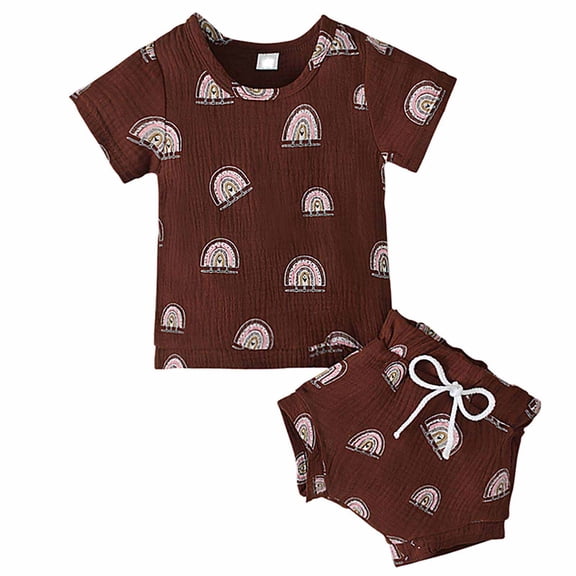 Infant Boys Summer Clothes 2 Piece Outfits Floral Print Graphic Short Sleeve T Shirt And Shorts Kid Kids Casual Clothes Set Size 9-12 Months