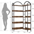 thumbnail image 6 of Jotoa Arched Corner Bookshelf, Industrial L Shaped Bookshelf 5 Tier Corner Shelf with Metal Frame, Large Corner Display Rack for Living Room Bedroom Brown, 6 of 6
