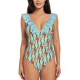 thumbnail image 1 of Get Struck Deep V-Neck Halter One-Piece Swimsuit Ladies Monokini Beach Bathing Suits Swimwear Lightning Nature Weather, 1 of 5