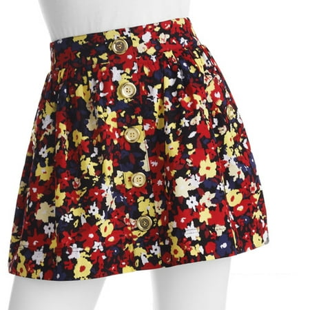 Susie Rose - Juniors Mock Button Skirt with Pockets