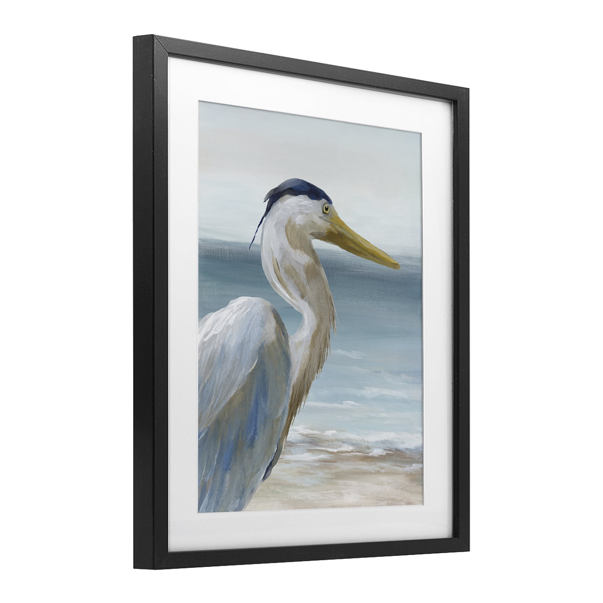Stupell Industries Right Gazing Heron Black Framed Print Under Glass, design by Nan