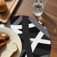 thumbnail image 3 of Gray Black Geometric Round 15 Inch Placemats Set of 8, Modern Art Abstract Grey Line HeatResistant Non Slip Place Mats for Dining Table, Wipeable Braided Kitchen Table Mats for Housewarming, 3 of 9