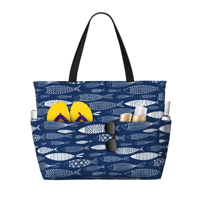 Fotbe Ornamental Fish Bolsa de Viaje para Playa - Resistente al Agua, Bolsa Tote de Gran Capacidad y Ligera con 7 Bolsillos para Mujeres y Hombres