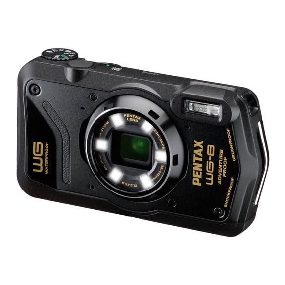 Restored PENTAX WG-8 Digital Camera with 20MP BSI CMOS Sensor 5x Optical Zoom Lens and Built-In Six-LED Ring Light, Black