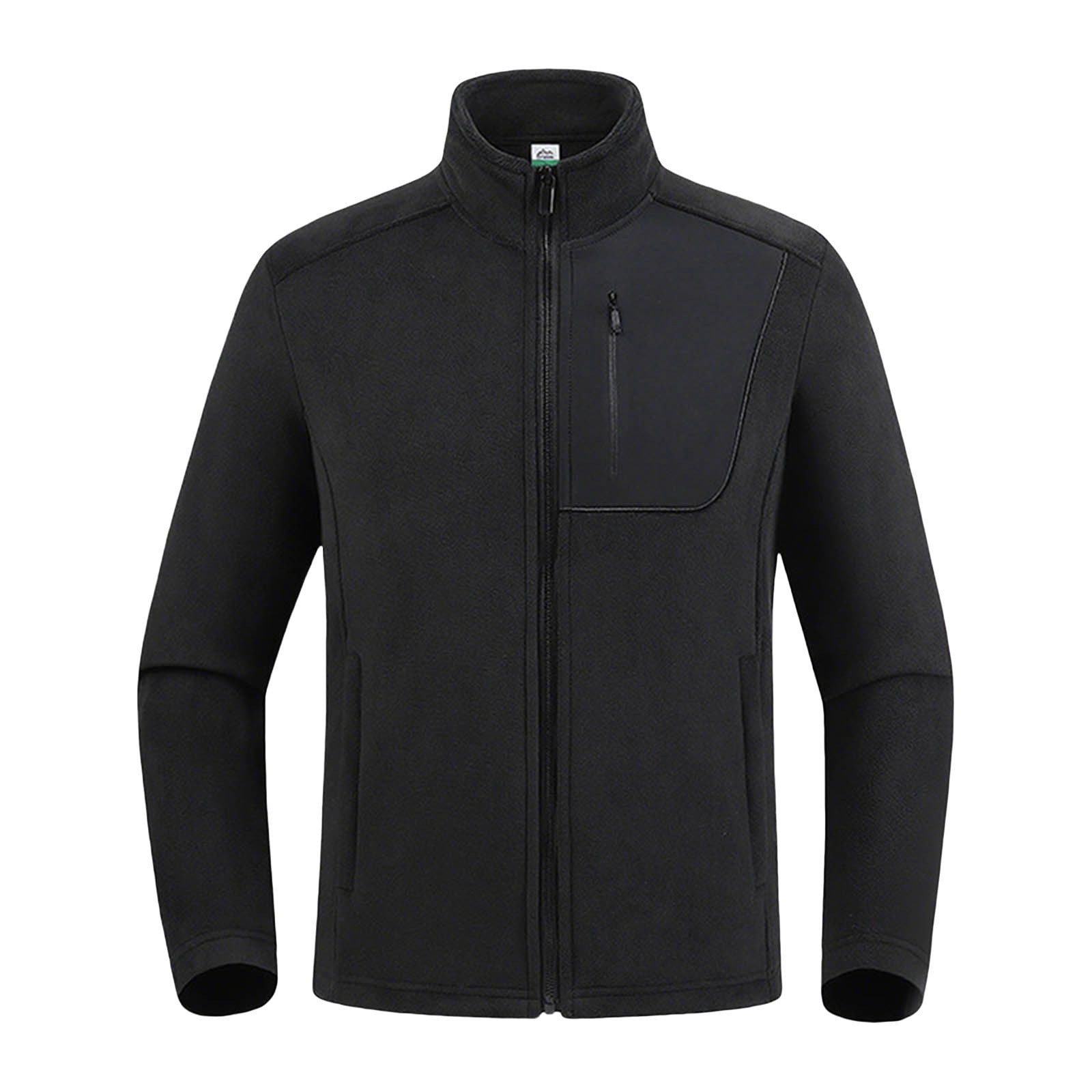 Men's Waterproof Softshell Jacket Long Sleeved Stand Up Collar Wool Jacket for Travel Hiking Golf