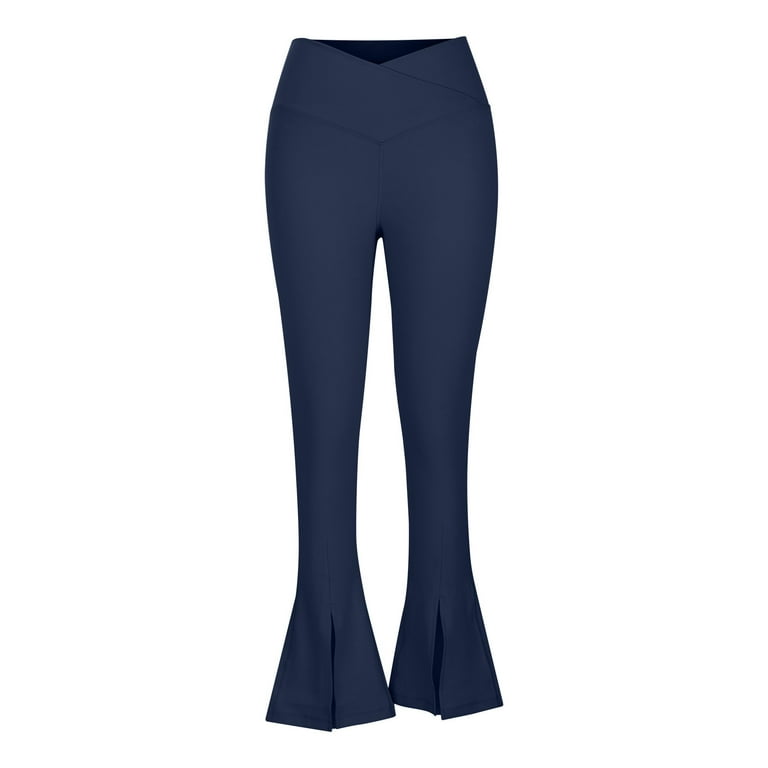 GOTOTOP Women Crossover High Waisted Bootcut Yoga Pants Flutter Leggings  Side Split Flare Leg Workout Pants Dress Pants (XS-Dark Blue) : :  Clothing, Shoes & Accessories