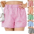 thumbnail image 7 of CCRFTGI Plaid Shorts for Children Girls Size 10-12 Comfy Cute Elastic Waist Shorts for Girls Summer Casaul Y2k Beach Wear Light Stylish Dailywear Pink 5-6 Years, 7 of 7