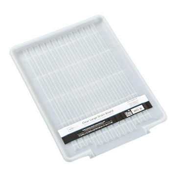 Mainstays Large Clear Plastic Dish Drying Drain Board, Kitchen Sink Dish Drainer Tray for Countertop Drying