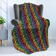 thumbnail image 4 of Leopard Print Soft Flannel Fleece Throw Blanket, Modernized Panther Leo Skin Wild Big Cats in Gradient Rainbow Tones Print, Cozy Plush for Indoor and Outdoor Use, 60" x 80", Multicolor, by Ambesonne, 4 of 5