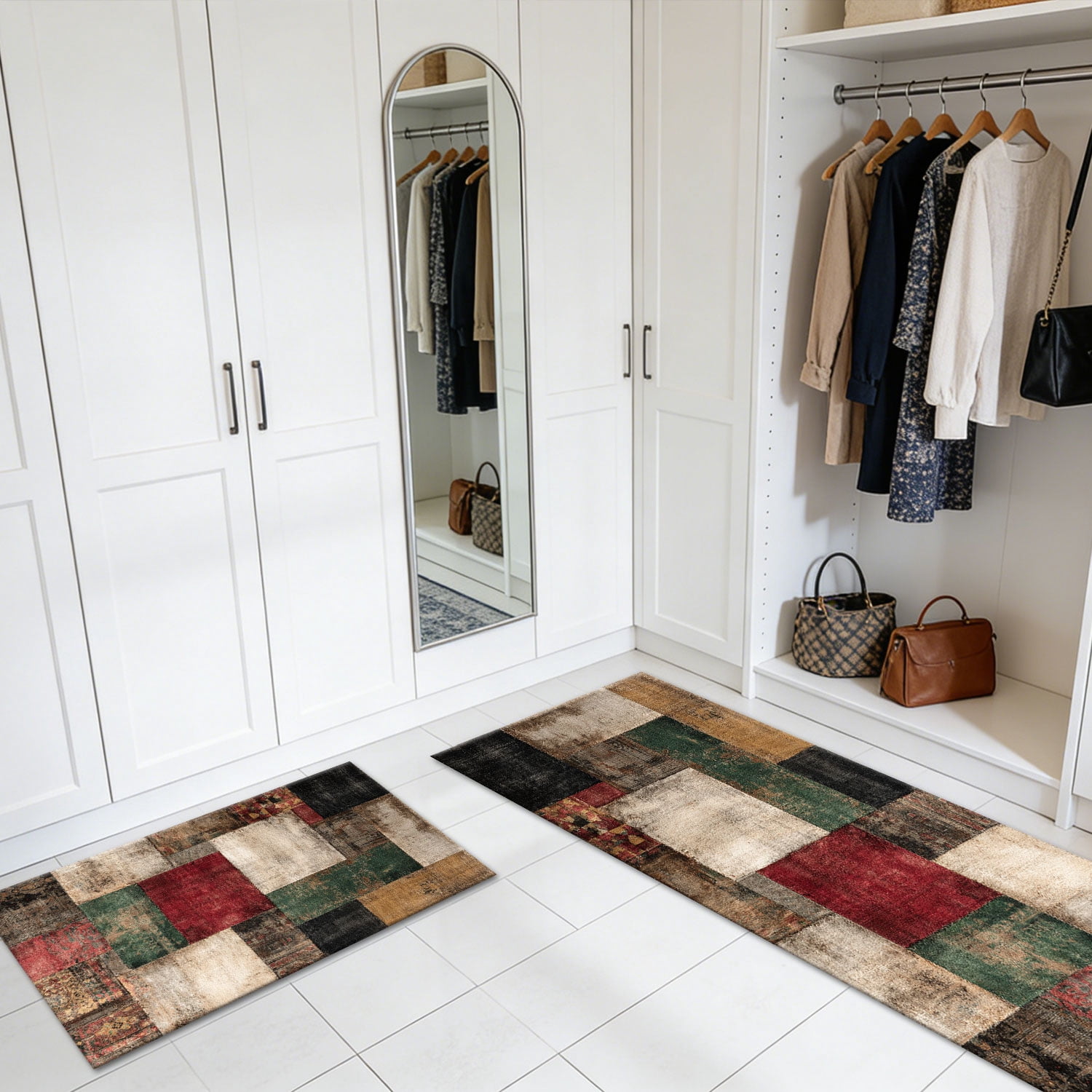 Three-Piece Kitchen Rug Set, Abstract Pattern Kitchen Hallway Rug, Soft And Comfortable, Suitable for Sinks, Floors, Entrances, Hallways, Bathrooms