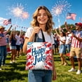thumbnail image 4 of Qjidjing Independence Day Canvas Bag, Tote Bag, Patriotic American Flag Pattern Canvas, for 4th of July Shopping, Outdoor Activity, Daily Use, 4 of 6