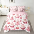 thumbnail image 2 of Manfei Girly Santa Claus Bedding Comforter Set 7pcs for Kid, Pink Xmas Tree Queen Bedding Sets, Kawaii Christmas Cartoon Reversible Queen Sheet Sets, Super Cozy Room Decor, 2 of 7