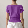 thumbnail image 3 of Women's V-Neck Wrap Short Sleeve Solid Color Cross Knit Sweater, S, 3 of 3