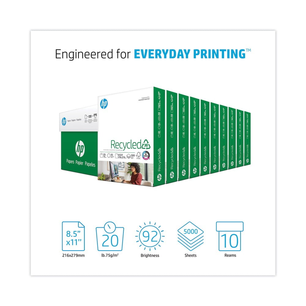 Recycled30 8.5 in. x 11 in. 20 lb. Bond Weight Paper - White (10/Carton)