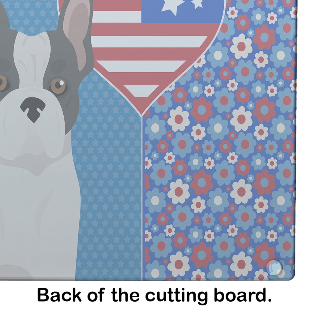 Black and White French Bulldog Glass Cutting Board Large 12 in x 15 in