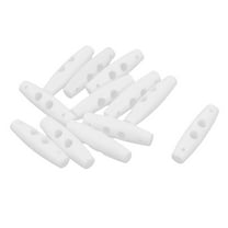 Plastic Olive Shape Button Double Hole Scrapbooking Sewing Toggle White 12pcs