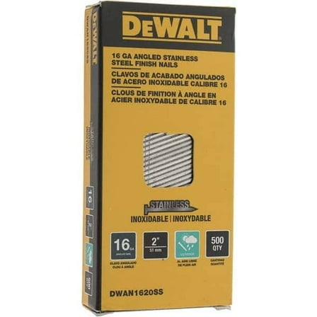 DEWALT 2" x 16-Gauge Angled Stainless Steel Pneumatic Finishing Nail (500 Pack)