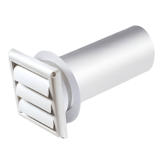 Vent Hood w/Pipe & Collar-White Assembled-4"