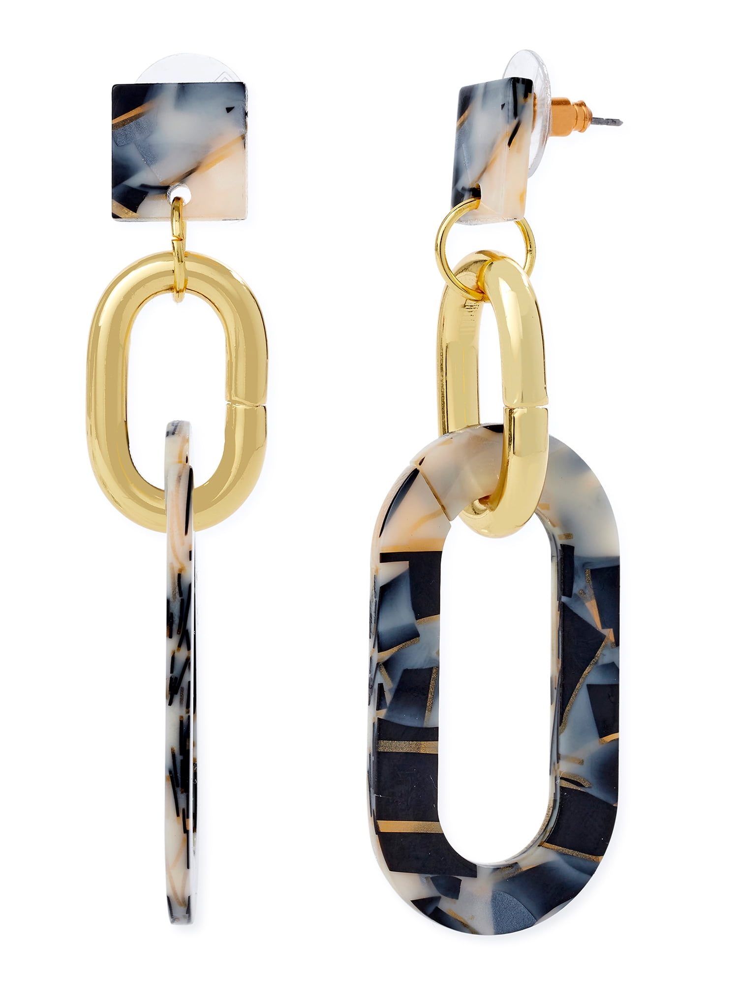Scoop Women’s 14KT Gold Flash-Plated Multi-Color Resin Link Earrings