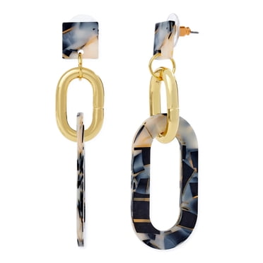 Scoop Women’s 14KT Gold Flash-Plated Multi-Color Resin Link Earrings
