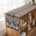 thumbnail image 6 of Table Runners 72 Inches Long Dress Scarves, Hello Spring Farmhouse Kitchen/Dining Table Runner, Coffee Tablerunners, Pastoral Purple Bottle Floral Black White Plaid 13x72 Inch, 6 of 9