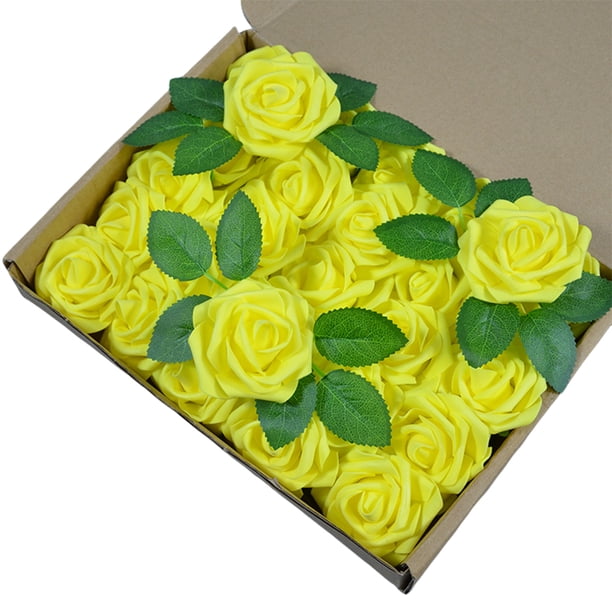 Decoración De plantas De rama De flores De fiesta Cateissary 25 Piezas Rosas artificiales morado claro