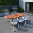 thumbnail image 2 of Amazonia Porto Belo 7-Piece Dark Finish Wood 100% FSC Oval Patio Dining Set White, 2 of 9