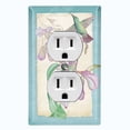 thumbnail image 1 of Metal Light Switch Plate Cover Antique Floral Hummingbird Home Sketch Teal FLW103, 1 of 13