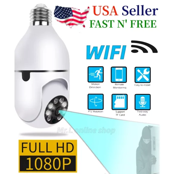 Wireless Security 360° 1080P IP E27 Light Bulb Camera Wi-Fi IR Night Smart Home