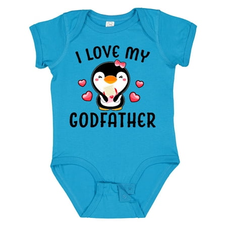 

Inktastic I Love My Godfather with Cute Penguin and Hearts Gift Baby Girl Bodysuit