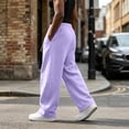 thumbnail image 4 of Men's Baggy Sweatpants Wide Leg Lounge Cotton Casual Jogging Pants With Pockets | High Waist Drawstring,Open Bottom,Workout Athletic Outfits Light Purple M, 4 of 7