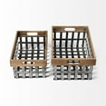 thumbnail image 3 of Set of Two Wood and Metal Crate Baskets, 3 of 5