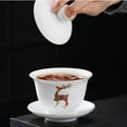 thumbnail image 3 of Porcelain Gaiwan 8oz Teacup White Glazed Tureen Chinese Sancai Cover Bowl Lip Cup Saucer Set, 3 of 6