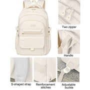 DAKIMOE School Backpack for College High Middle School Fashion Student bag, Cute Aesthetic Teen Bookbag for Teens Women, Beige